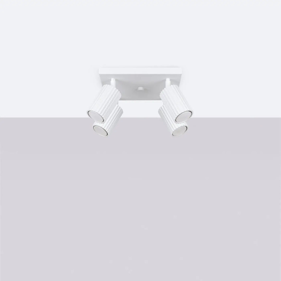 Plafonnier karbon allie design minimaliste avec double tête blanche et ampoules gu10 interchangeables