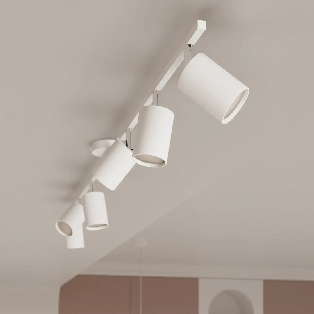 Luminaire plafonnier lemmi 4l blanc avec lampes lemmi cylindriques design moderne pour approche moderne