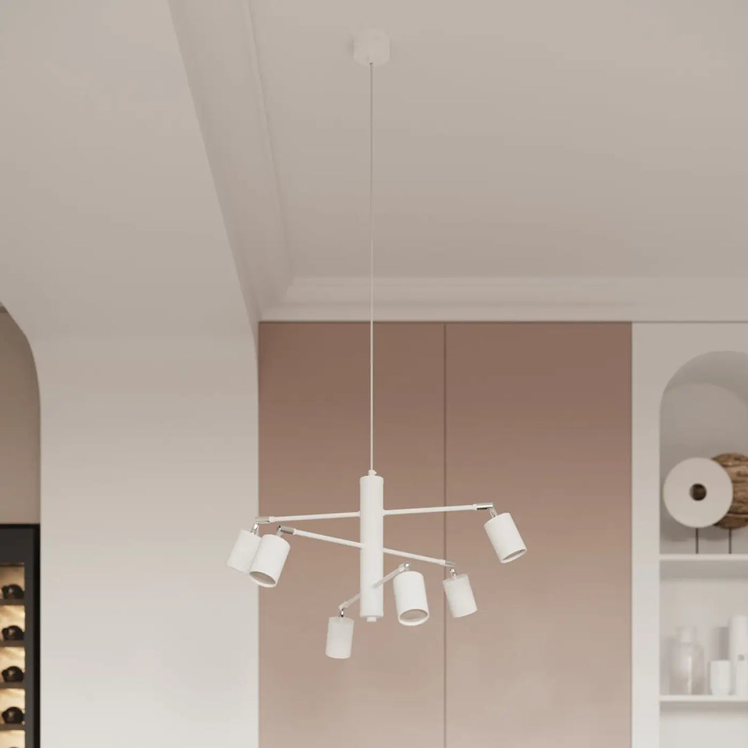 Luminaire plafonnier lemmi 4l blanc avec lampes lemmi cylindriques et design minimaliste dapproche moderne