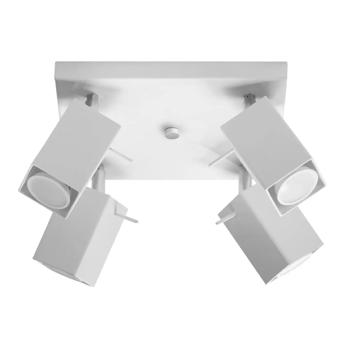 Plafonnier moderne merida blanc avec quatre spots merida cubes ajustables pour diriger précisément la lumière