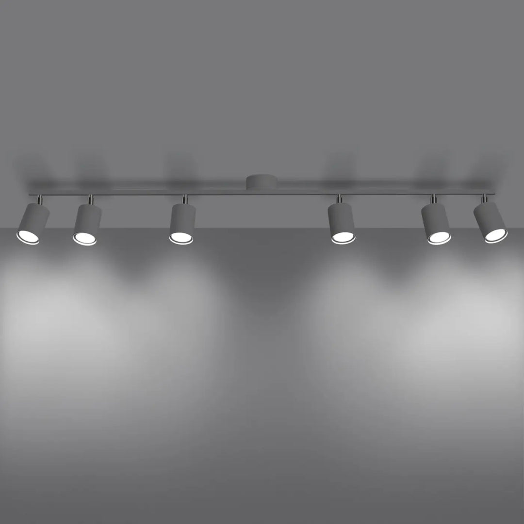 Luminaire plafonnier lemmi 6l blanc avec cinq spots réglables en gris forme minimaliste gamme lampes lemmi