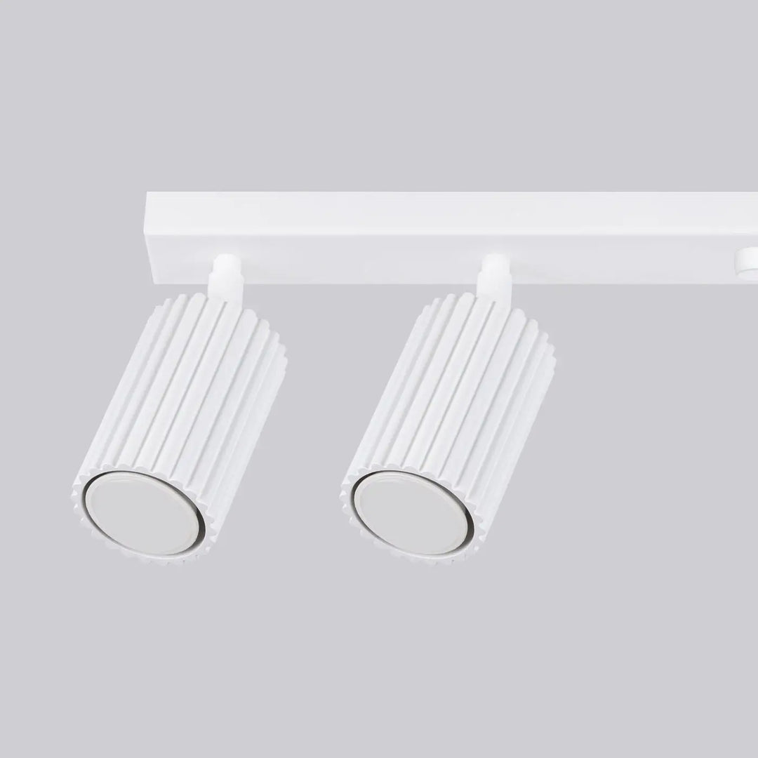 Luminaire plafonnier karbon 6l blanc avec deux spots cylindriques au design minimaliste et ampoules gu10 interchangeables