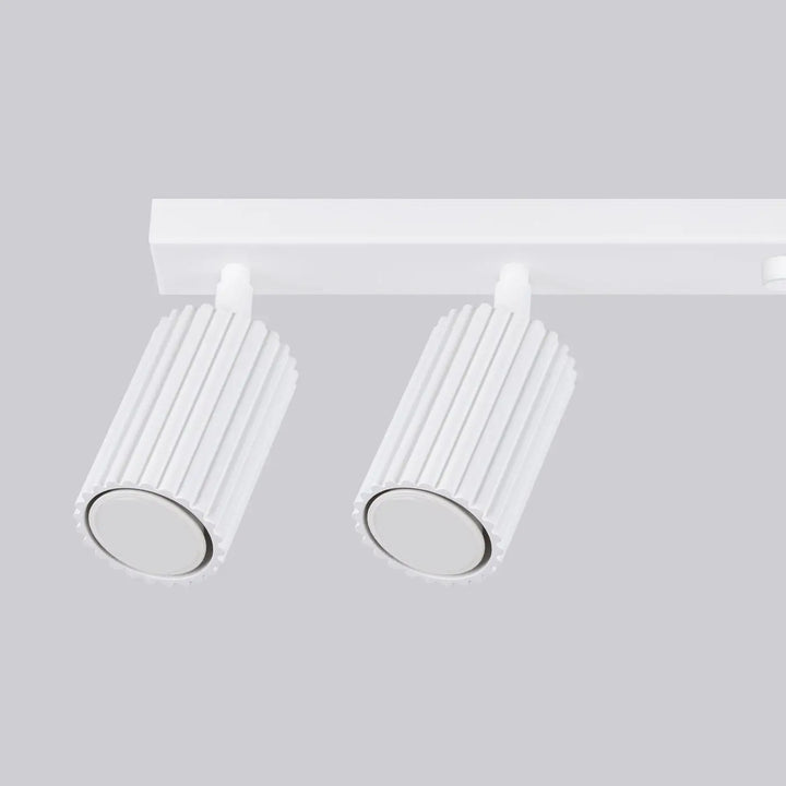 Luminaire plafonnier karbon 6l blanc avec deux spots cylindriques au design minimaliste et ampoules gu10 interchangeables