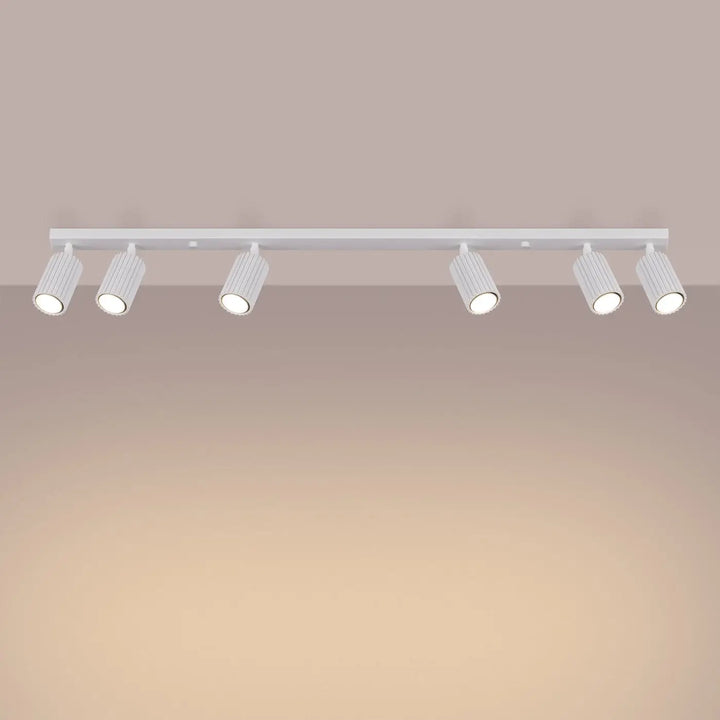 Plafonnier karbon allie blanc avec six ampoules gu10 interchangeables et design minimaliste en métal moderne