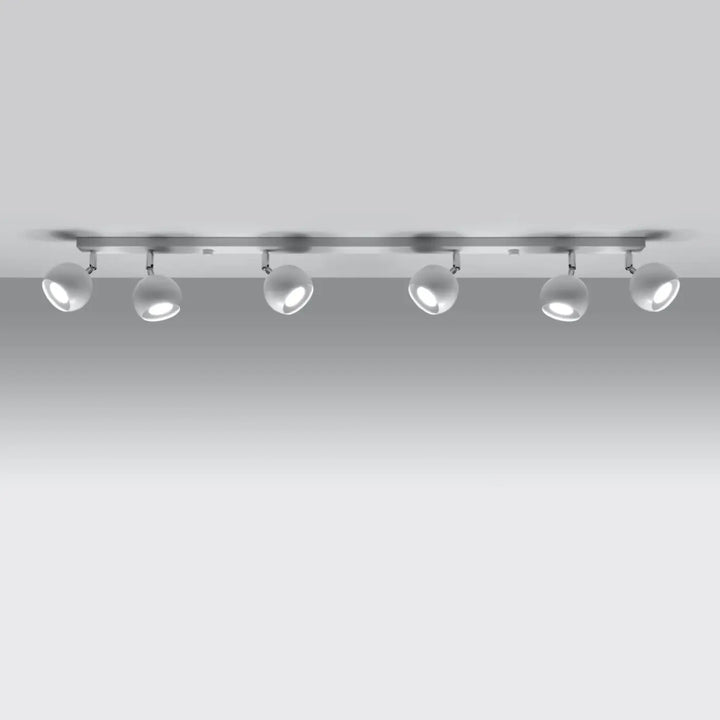 Plafonnier moderne oculare 6l blanc en métal argenté avec six spots ajustables au design original