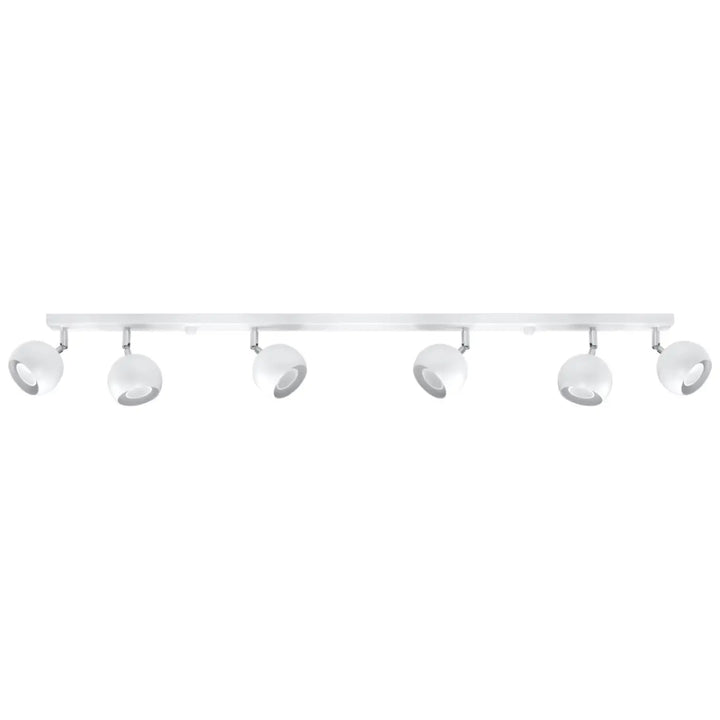 Plafonnier moderne blanc avec six spots oculare exactement sphériques réglables design original pour intérieur