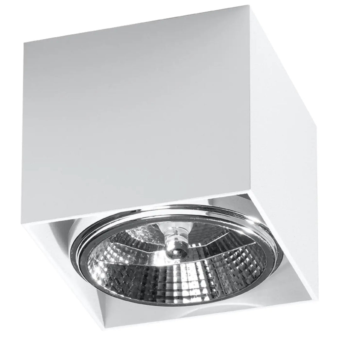 Luminaire plafonnier blake blanc avec forme minimaliste chrome et finition moderne pour un éclairage élégant