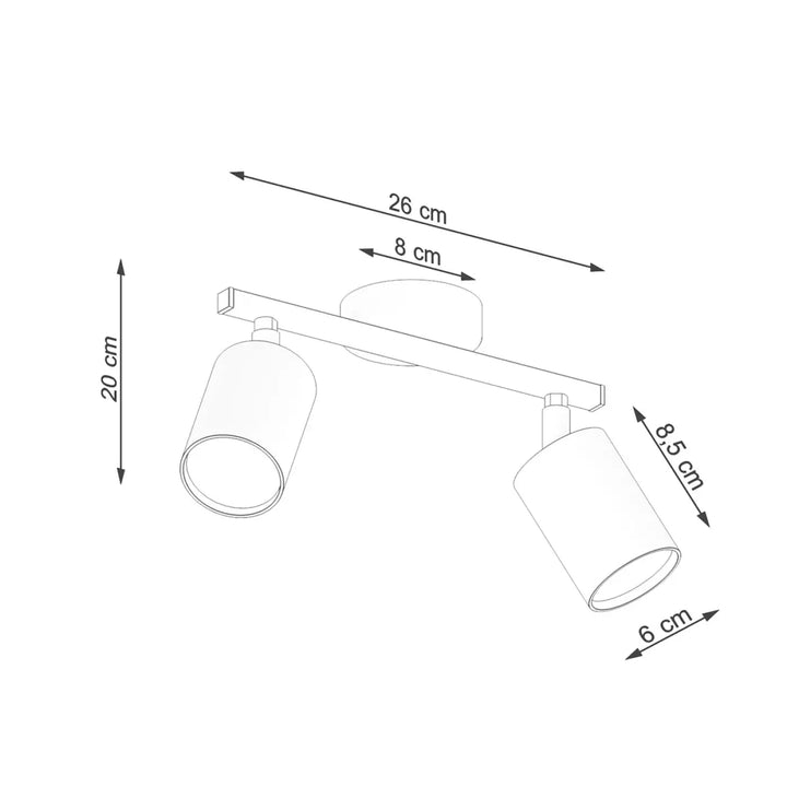 Luminaire plafonnier lemmi 2 blanc avec deux têtes cylindriques en métal et module led pour lumière conviviale