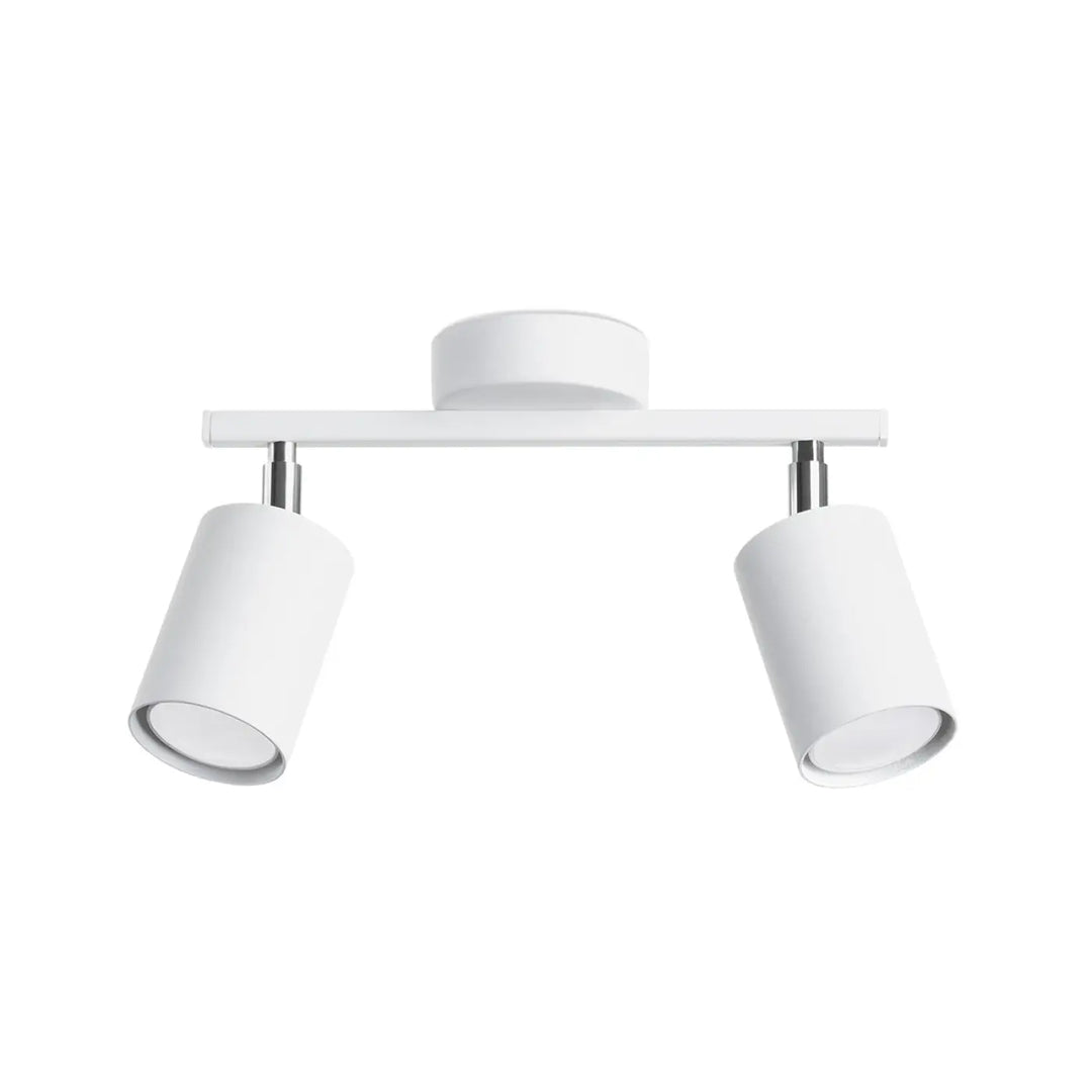 Luminaire plafonnier lemmi 2 blanc à double tête avec module led cylindrique et chrome pour lumière conviviale