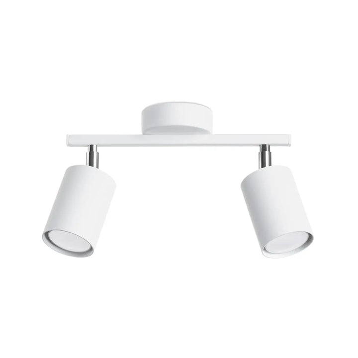 Luminaire plafonnier lemmi 2 blanc à double tête avec module led cylindrique et chrome pour lumière conviviale