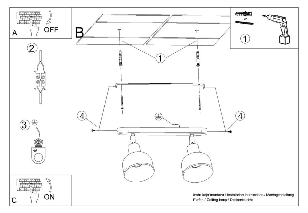 Luminaire plafonnier elba 2 blanc avec deux spots réglables alliant minimalisme combiné et éléments subtils