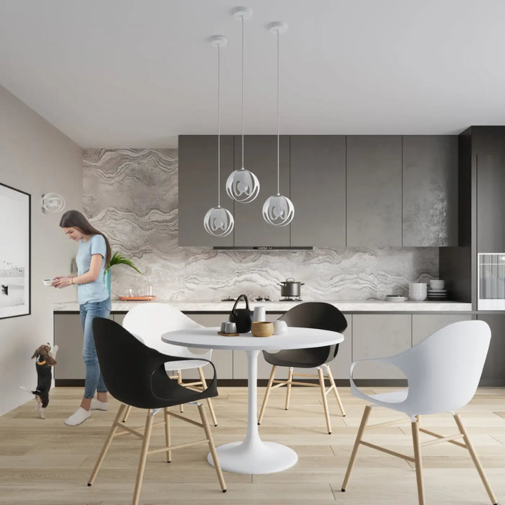 Luminaire plafonnier tulos blanc avec design minimaliste et base pied élégant pour points lumineux suspendus brise d’avant-garde exceptionnelle