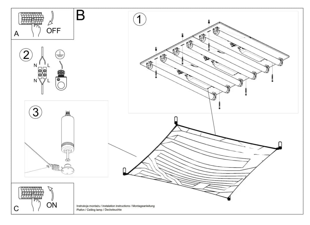 Plafonnier luna blanc avec plusieurs barres horizontales en tissu pour un éclairage minimaliste plus facile