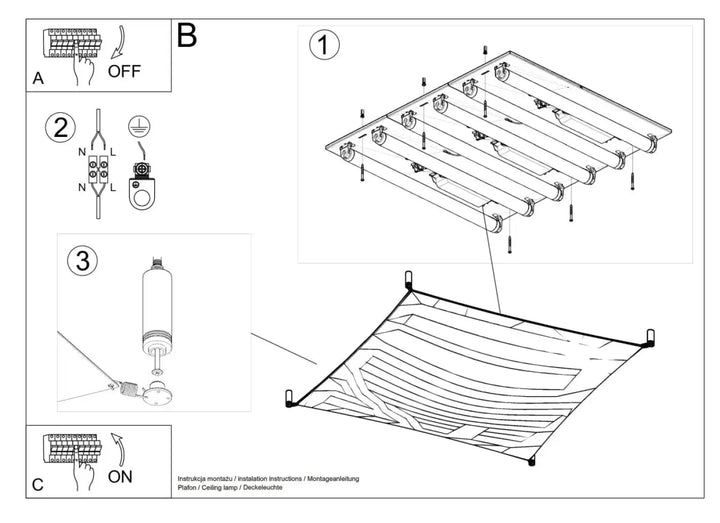 Plafonnier luna blanc avec plusieurs barres horizontales en tissu pour un éclairage minimaliste plus facile