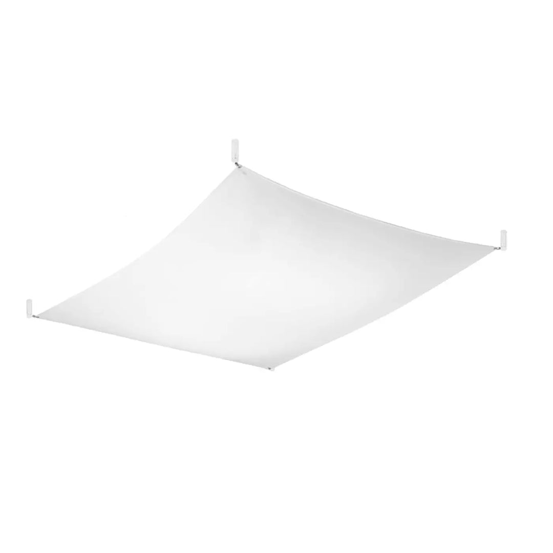 Plafonnier luna 3 blanc avec toile dombre carrée et fixation aux quatre coins pour un éclairage minimaliste plus facile