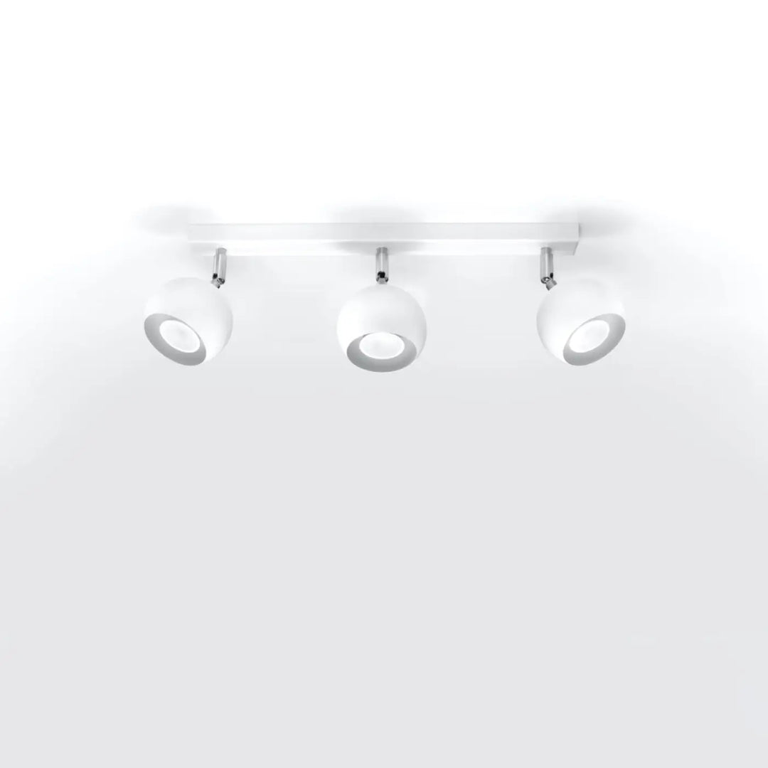 Luminaire plafonnier oculare 3 blanc avec spots led sphériques pour un plafonnier moderne au design original éclairez précisément