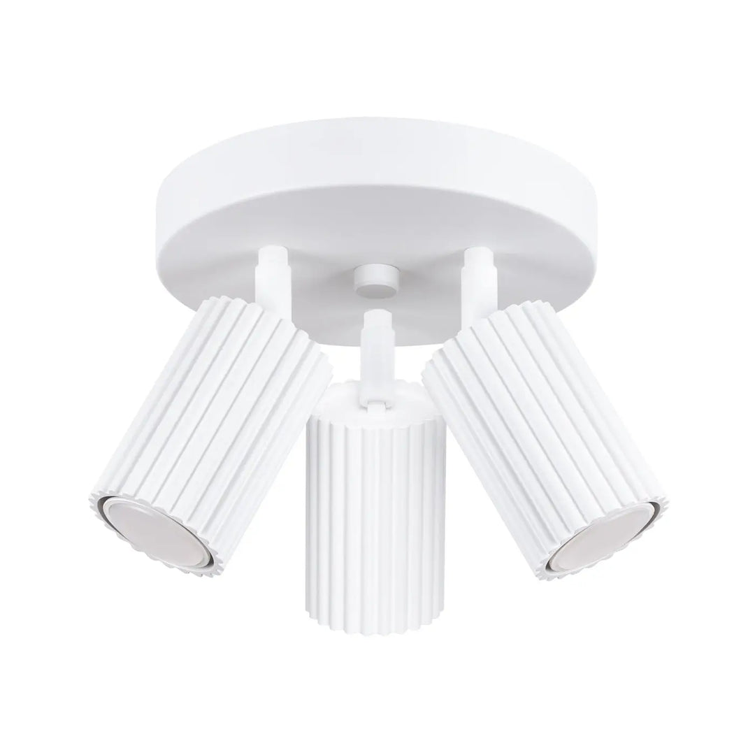 Plafonnier karbon allie design minimaliste blanc avec trois têtes cylindriques ajustables et ampoules gu10 interchangeables
