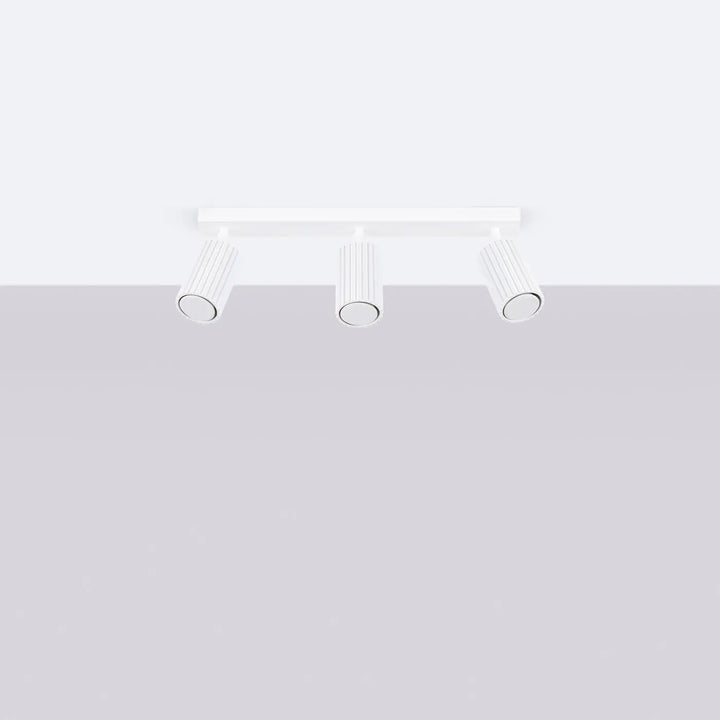 Plafonnier karbon blanc à trois spots cylindriques avec ampoules gu10 interchangeables au design minimaliste