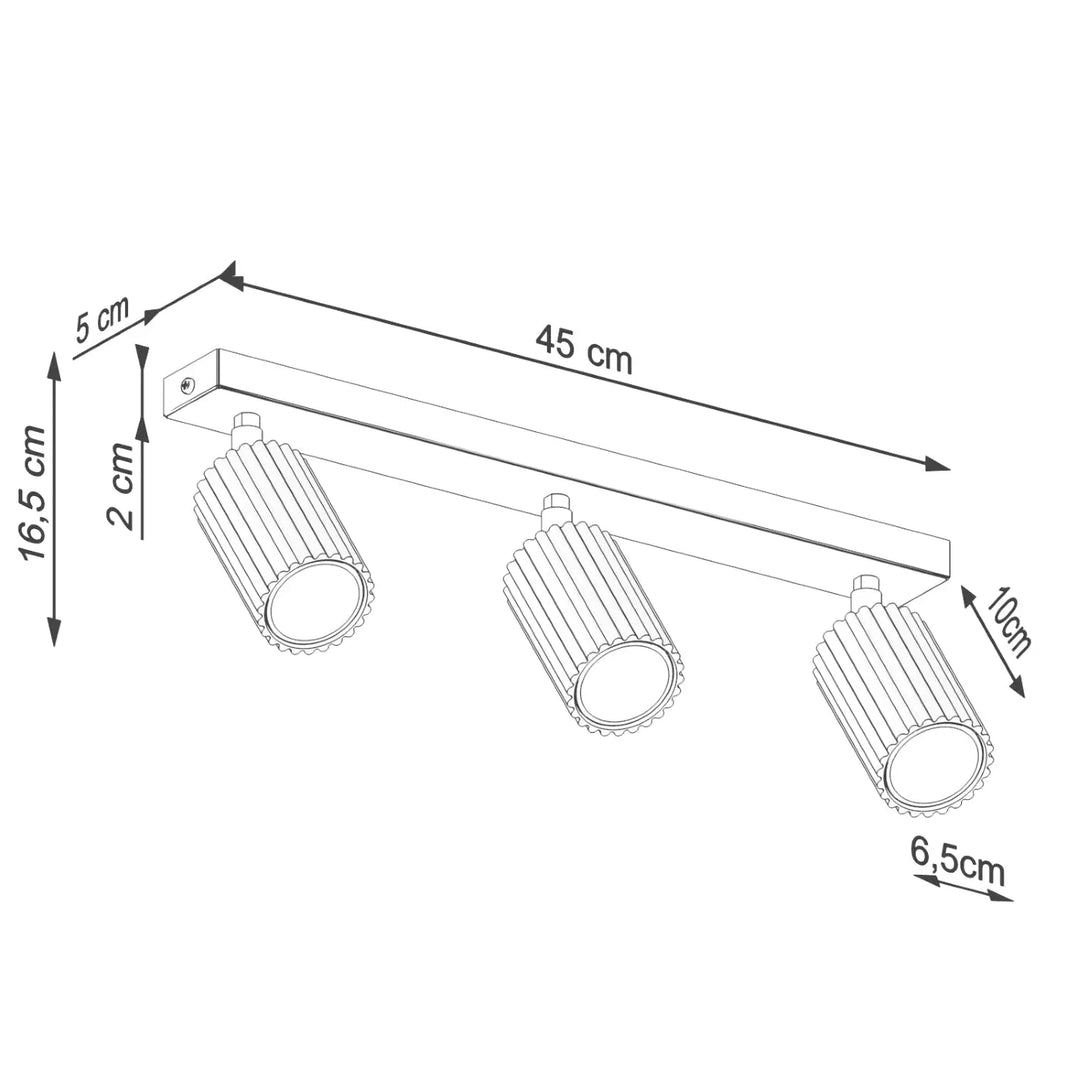 Plafonnier karbon 3l blanc avec ampoules gu10 interchangeables design minimaliste et abat-jour cylindrique côtelé