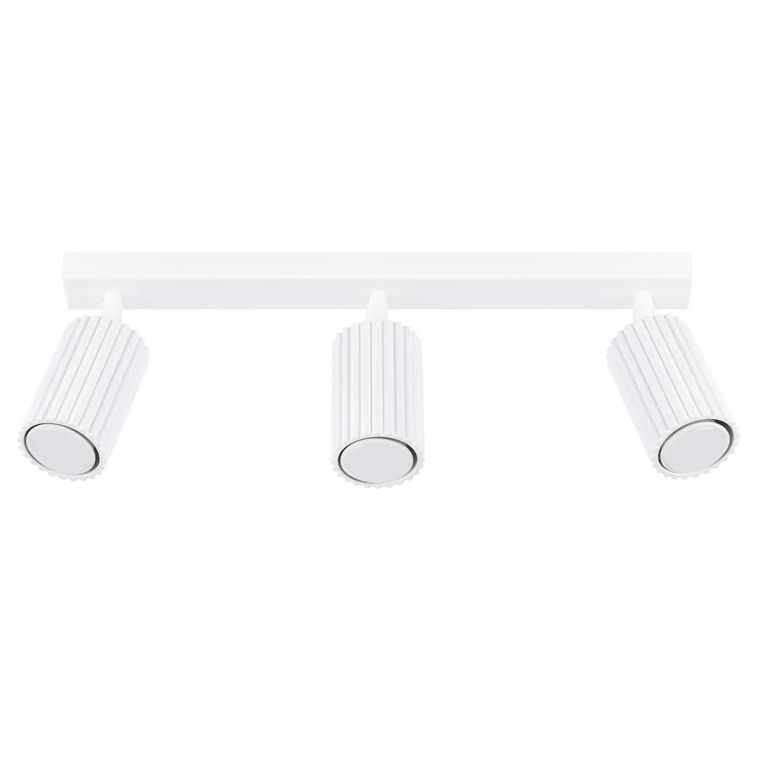 Plafonnier karbon blanc à trois lumières avec ampoules gu10 interchangeables et design minimaliste en céramique flûtée