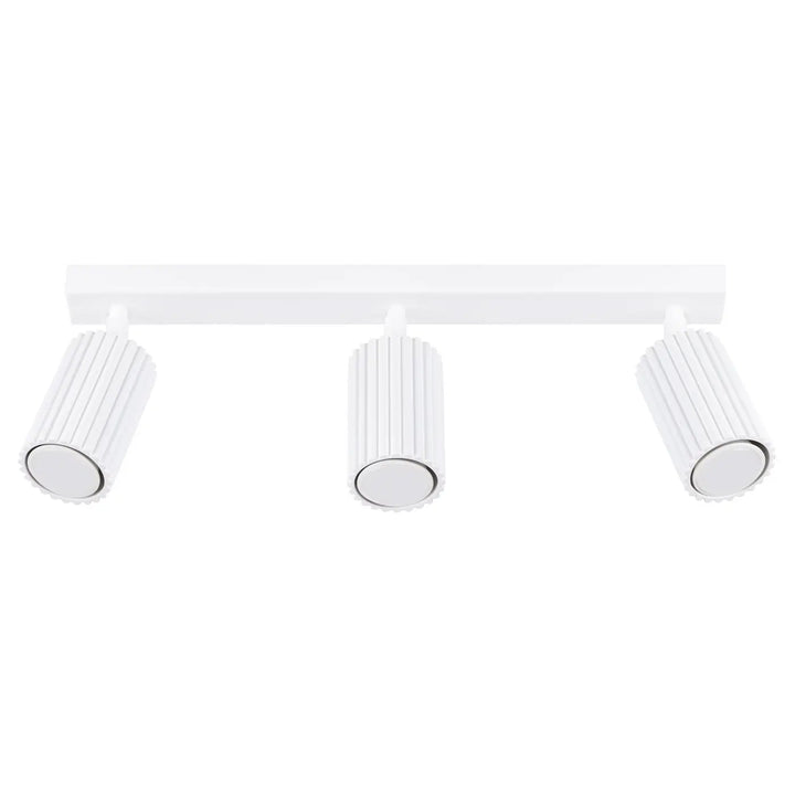 Plafonnier karbon blanc à trois lumières avec ampoules gu10 interchangeables et design minimaliste en céramique flûtée
