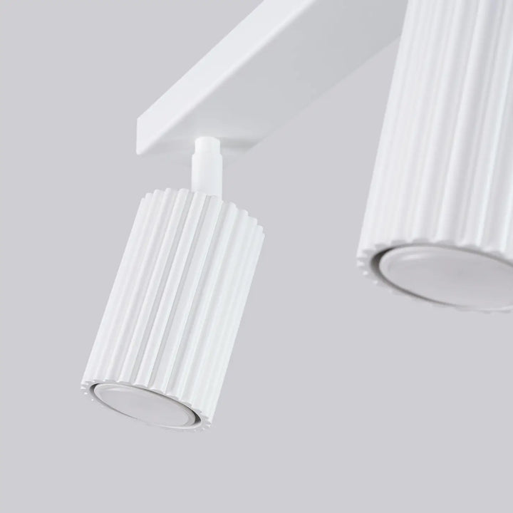 Plafonnier karbon blanc avec design minimaliste et ampoules gu10 interchangeables en cylindre rainuré moderne