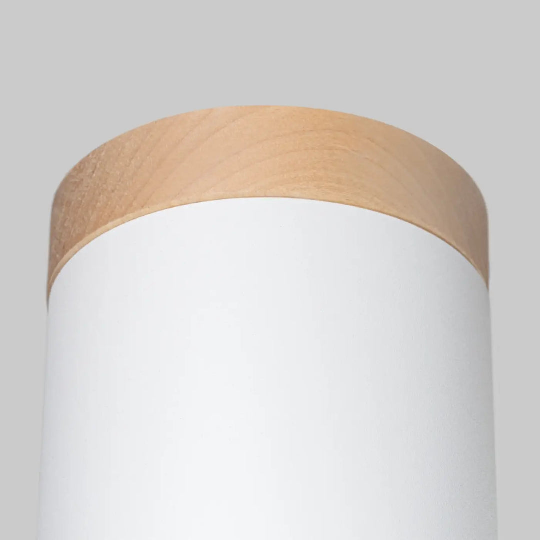Luminaire plafonnier rif blanc cylindrique avec bois naturel pour solutions d’éclairage modernes