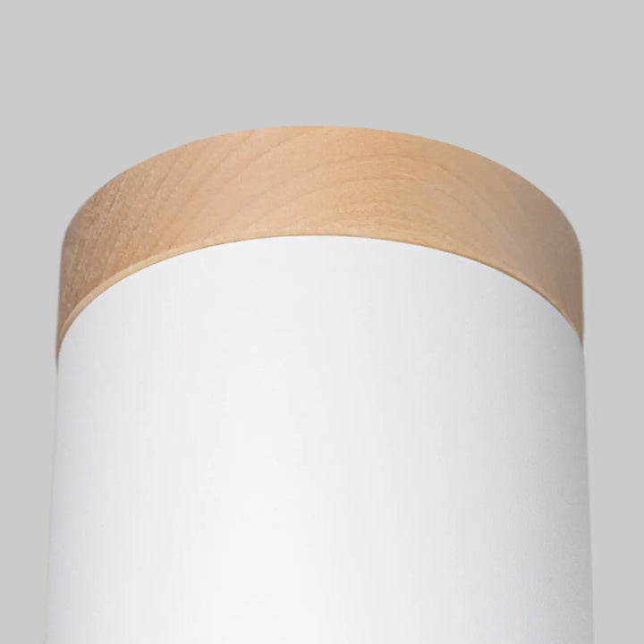 Luminaire plafonnier rif blanc cylindrique avec bois naturel pour solutions d’éclairage modernes