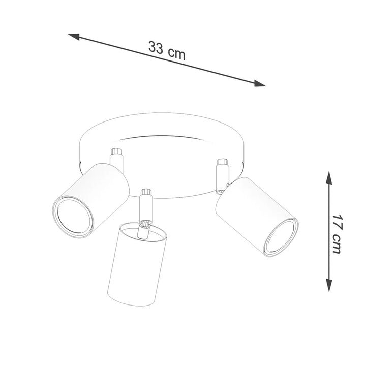 Plafonnier verdo 3p blanc avec trois spots cylindriques modernes et base circulaire pour un design moderne