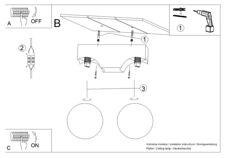 Luminaire plafonnier bulbo 2 en bois naturel avec deux ampoules circulaires dans une forme minimaliste et combinaison naturelle