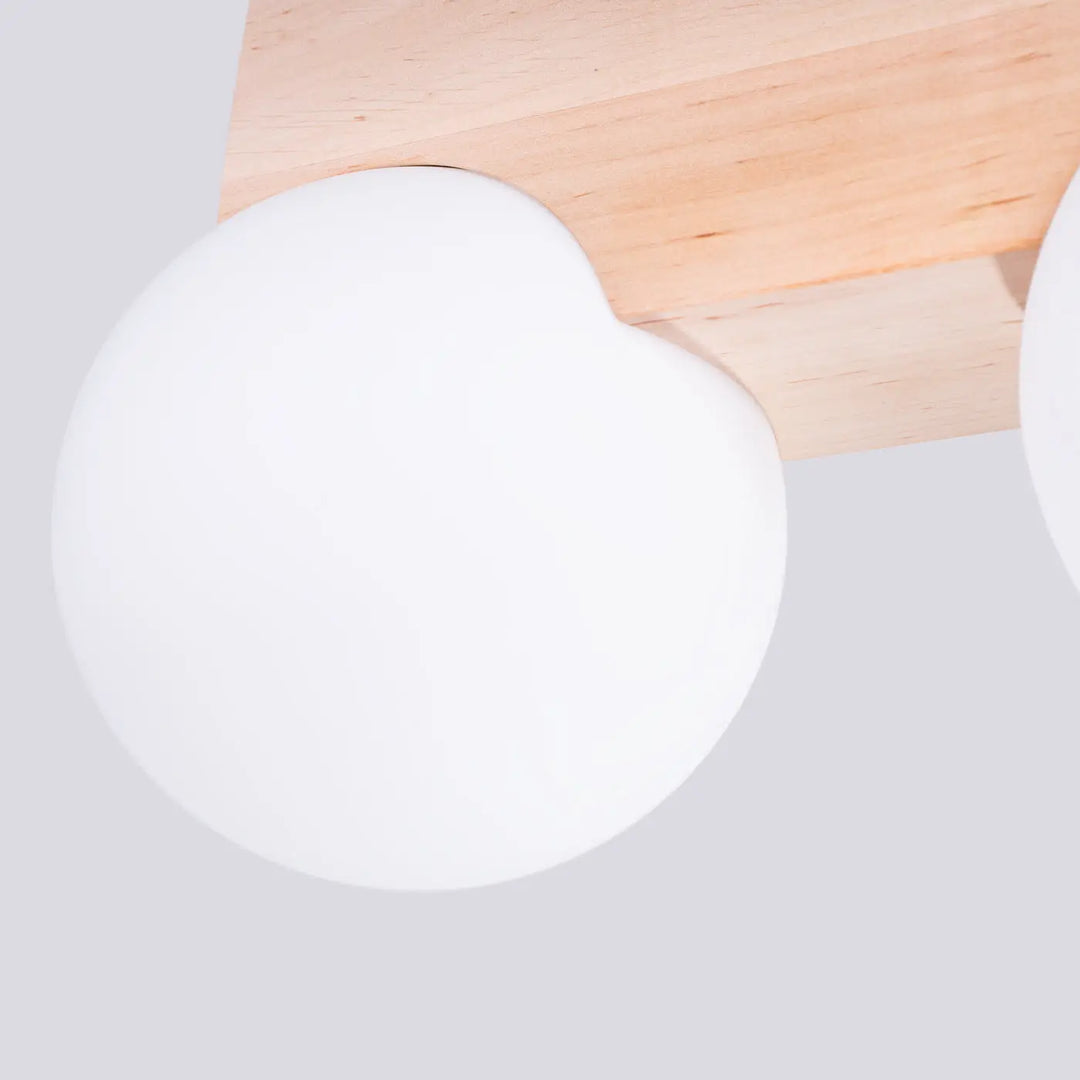 Applique plafonnier bulbo 2 en bois naturel avec combinaison naturelle et forme minimaliste blanc lisse en forme de nuage