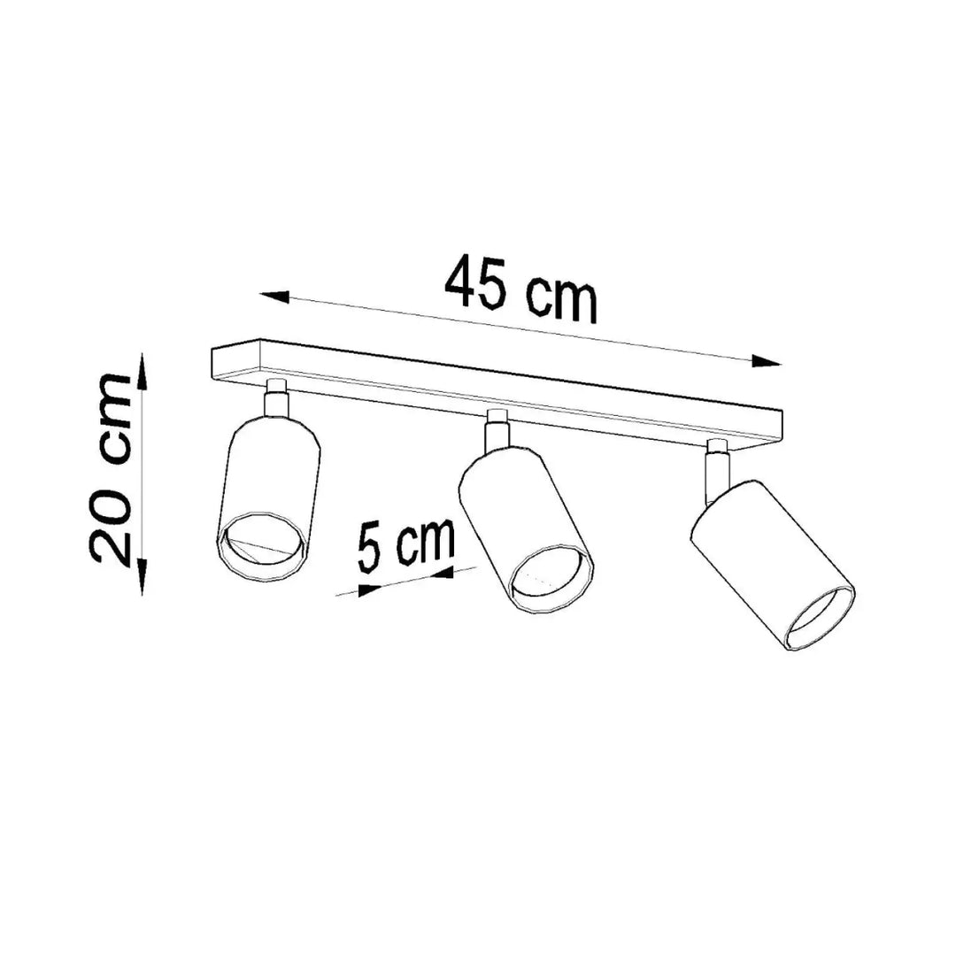 Luminaire plafonnier berg 3 en bois naturel avec trois abat-jours mobiles cylindriques et ampoules interchangeables