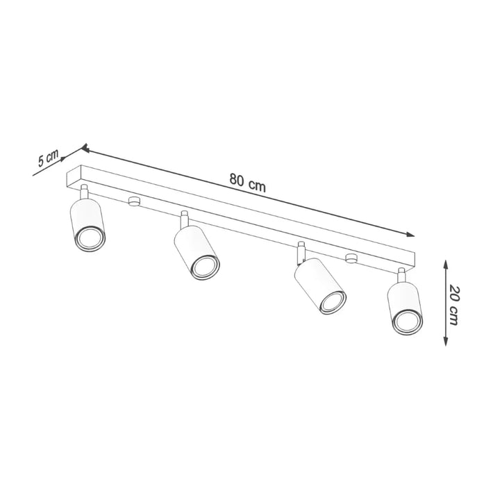 Luminaire plafonnier berg 4 en bois naturel avec quatre spots mobiles abat-jours mobiles berg et forme simple blanche