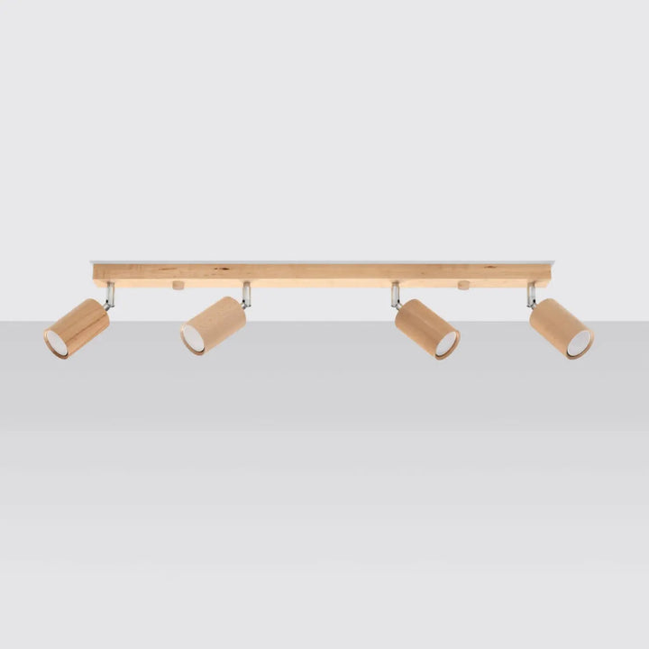 Luminaire plafonnier berg 4 en bois naturel avec quatre abat-jours mobiles berg cylindriques à forme simple