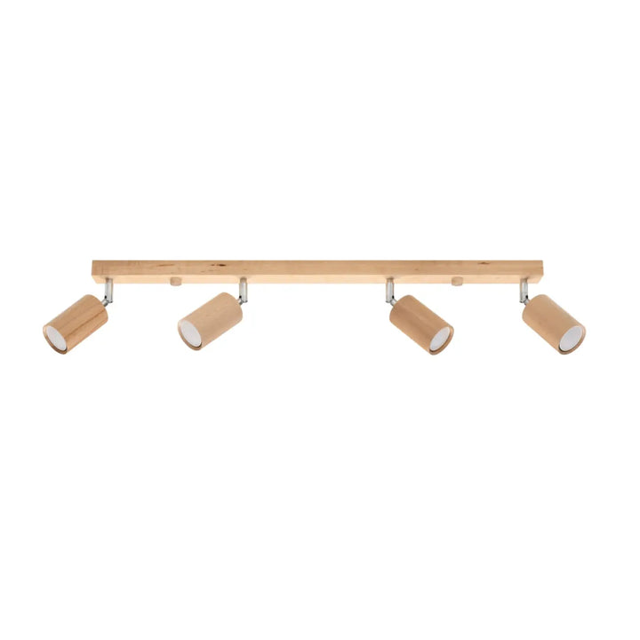 Luminaire plafonnier berg 4 en bois naturel avec quatre abat-jours mobiles berg et forme simple en bois finition claire