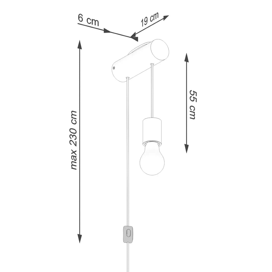 Applique murale nimbi e27 avec interrupteur lampe cheminée nimbi en métal mat avec abat-jour cylindrique minimaliste