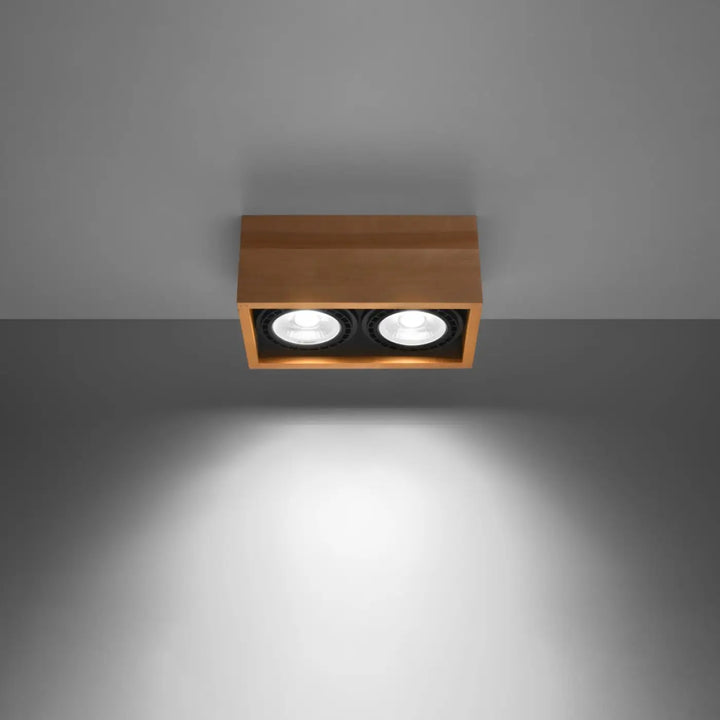 Luminaire plafonnier quatro 2 en bois naturel avec deux ampoules led circulaires pour ambiance sentez mieux