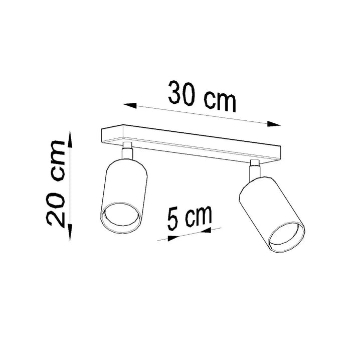 Luminaire plafonnier berg 2 en bois naturel avec deux spots cylindriques et abat-jours berg de forme simple