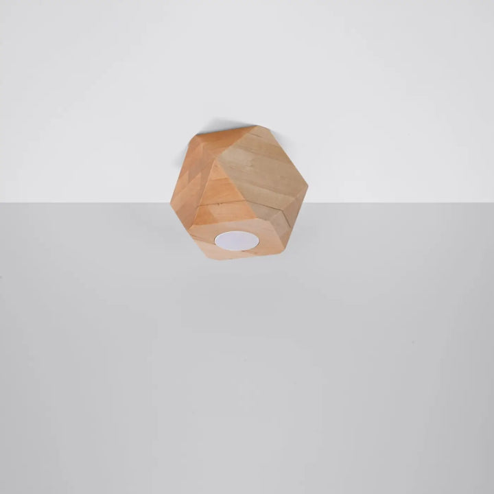 Luminaire plafonnier lampe woody en bois naturel avec design hexagonal géométrique style loft bois s’intégrera parfaitement