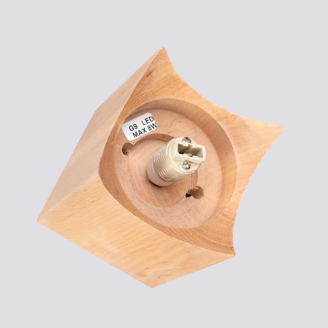 Luminaire plafonnier solis en bois naturel avec design minimaliste et socket led g9 intégré pour lampe solis