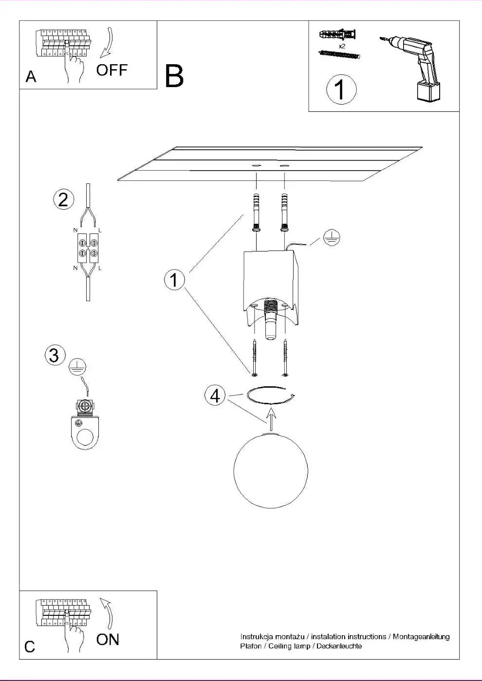 Schéma d'installation du luminaire