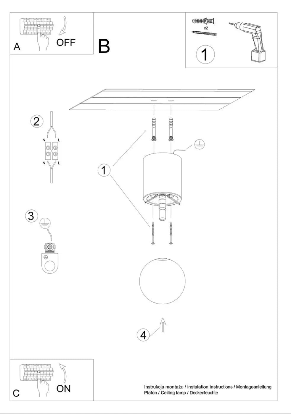 Schéma d'installation du luminaire