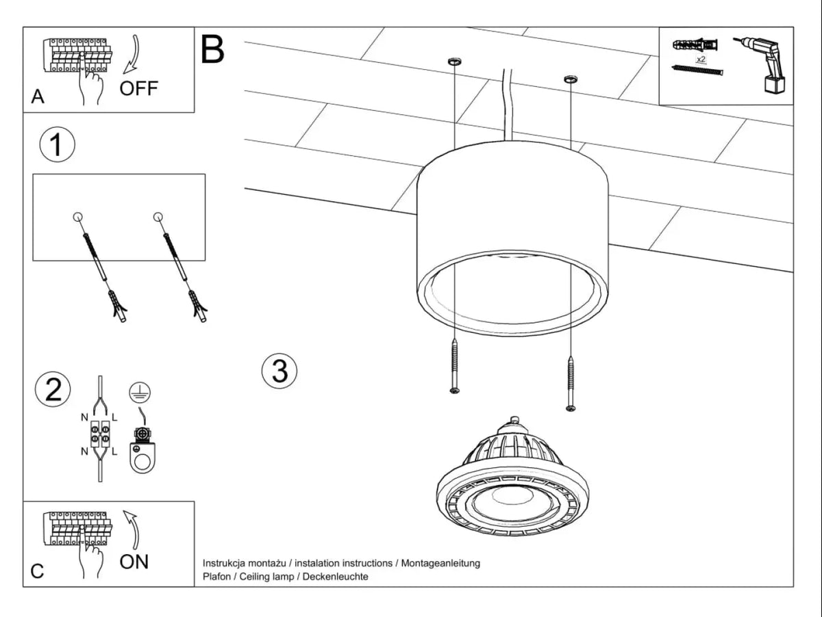 Schéma d'installation du luminaire