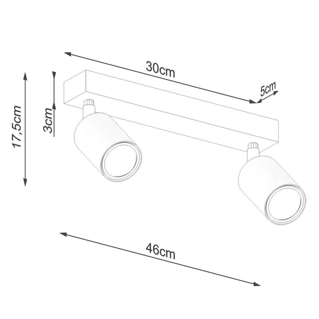 Plafonnier verdo 2 noir avec deux spots ajustables design moderne en blanc pour éclairage intérieur contemporain