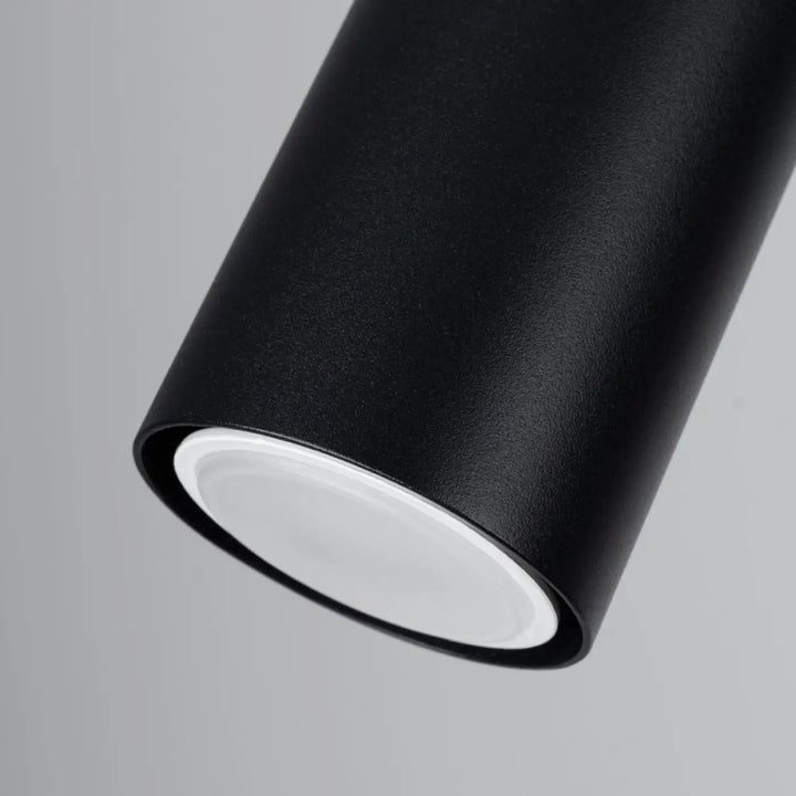 Plafonnier verdo noir cylindrique avec finition mate et base circulaire blanche design moderne pour intérieur