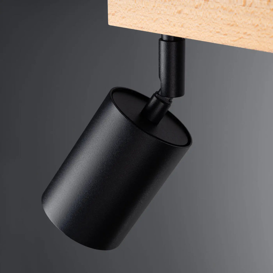 Plafonnier verdo 3l noir design moderne avec tête ajustable et finition mate cylindrique noire