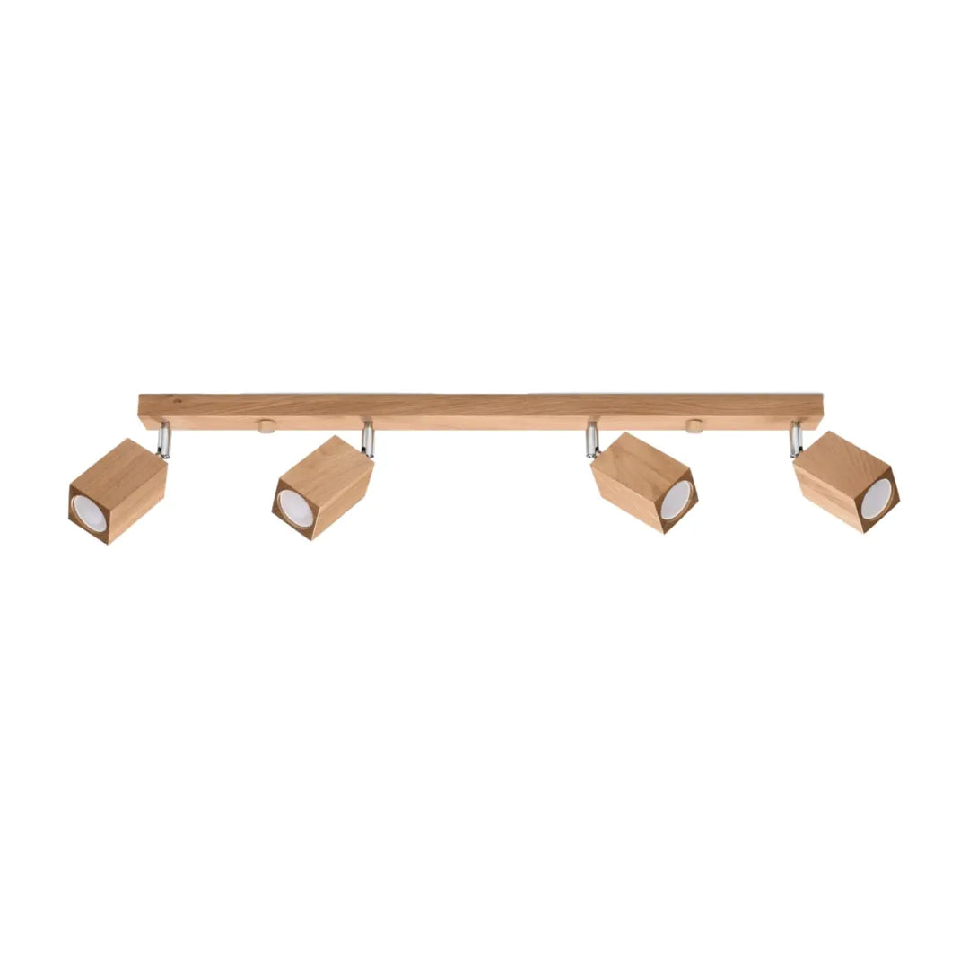 Plafonnier keke lumineux en bois clair style loft avec quatre têtes cube ajustables sentez-vous mieux
