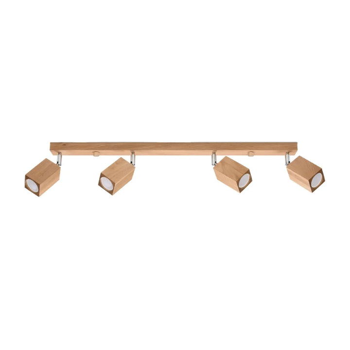 Plafonnier keke lumineux en bois clair style loft avec quatre têtes cube ajustables sentez-vous mieux