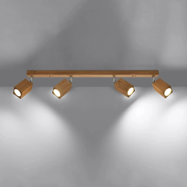 Plafonnier keke style loft chêne avec quatre spots ajustables pour un éclairage flexible sentez-vous mieux