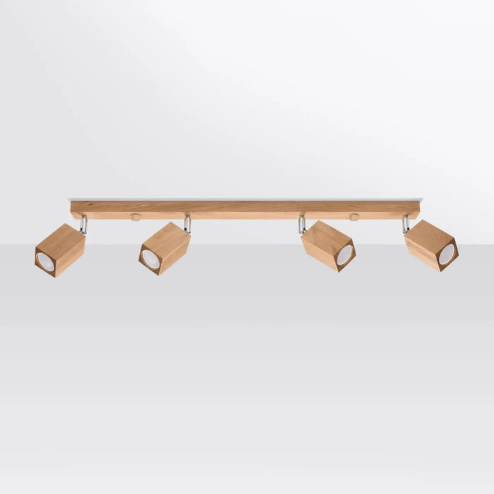 Plafonnier keke 4 en chêne avec quatre spots carrés réglables style loft pour sentez-vous mieux chez vous